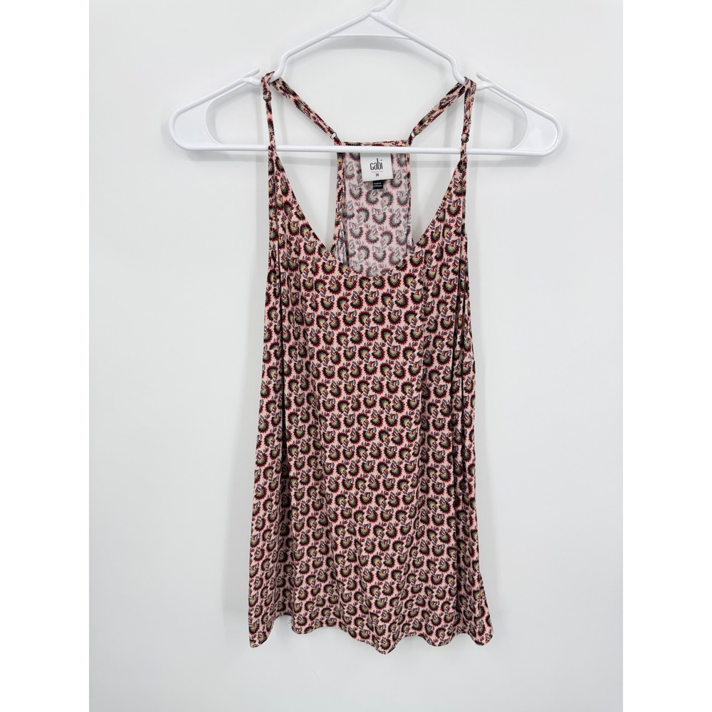 Cabi 5737 poem cami Racerback Tank Top sz M Pink Floral Medallion Print Viscose